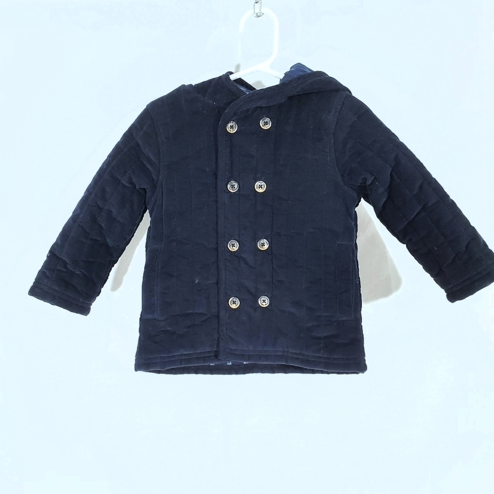 Osh Kosh Navy Blue Quilted Hooded Unisex Coat EUC 2T